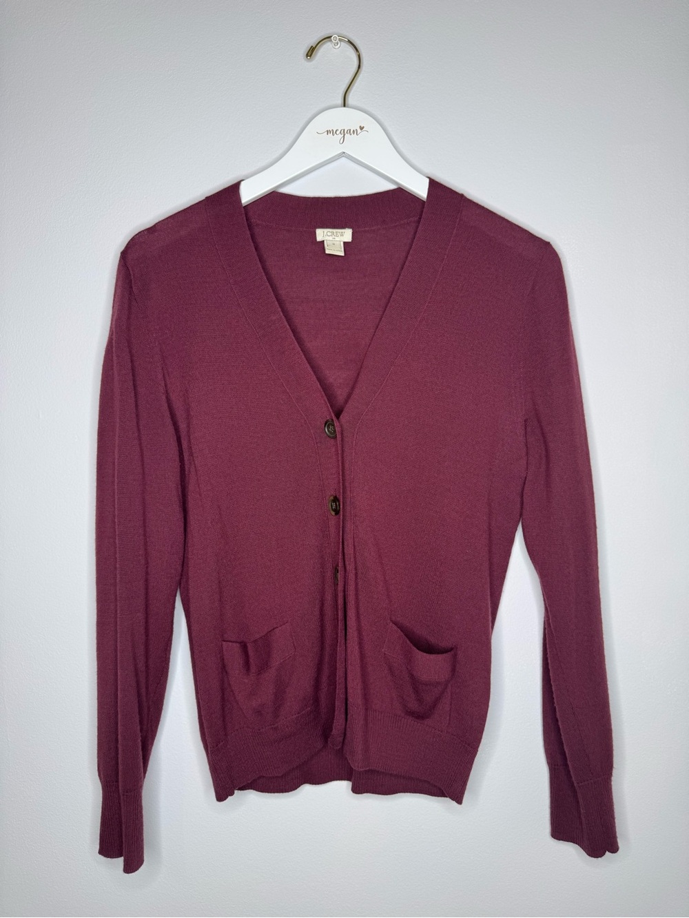 J. Crew Women's V-Neck Cardigan | Wine | Size Medium